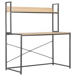 Birou de calculator, negru și stejar, 120 x 60 x 138 cm - Img 2