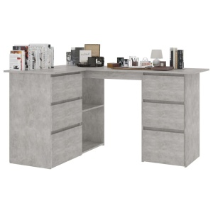 Birou de colț, gri beton, 145 x 100 x 76 cm, PAL - Img 3