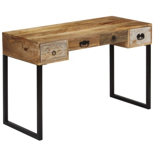 Birou din lemn masiv de mango și piele naturală 117x50x76 cm - Img 10