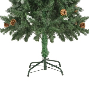 Brad de Crăciun artificial cu conuri pin și sclipici alb 150 cm - Img 5