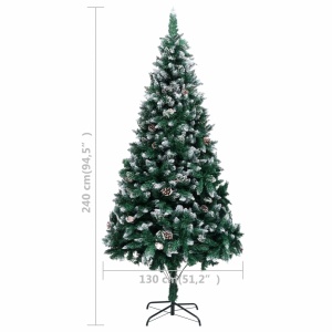 Brad de Crăciun artificial cu conuri și zăpadă albă, 240 cm - Img 5