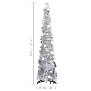 Brad de Crăciun artificial tip pop-up, argintiu, 120 cm, PET - Img 5