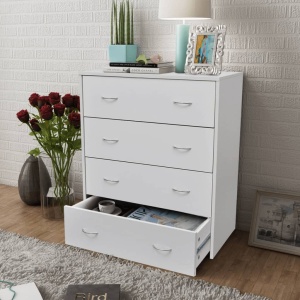 Bufet cu 4 sertare, 60 x 30,5 x 71 cm, alb