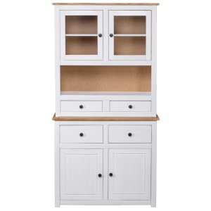 Bufet inalt, alb, 93x40,5x180 cm, lemn masiv pin, gama Panama - Img 7