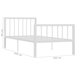 Cadru de pat, alb, 100 x 200 cm, metal - Img 5