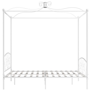Cadru de pat cu baldachin, alb, 180 x 200 cm, metal - Img 4
