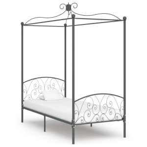 Cadru de pat cu baldachin, gri, 100 x 200 cm, metal