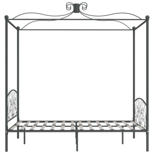 Cadru de pat cu baldachin, gri, 140 x 200 cm, metal - Img 4