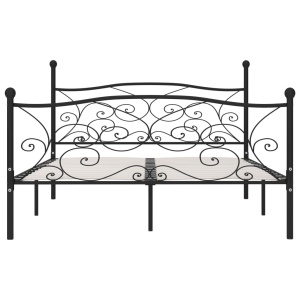 Cadru de pat cu bază din șipci, negru, 200 x 200 cm, metal - Img 3