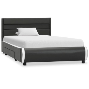 Cadru de pat cu LED, antracit, 90 x 200 cm, piele ecologică - Img 2