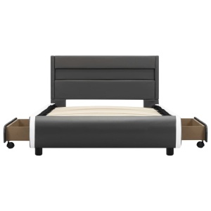 Cadru de pat cu LED, antracit, 90 x 200 cm, piele ecologică - Img 5