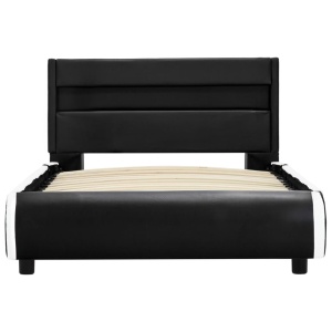 Cadru de pat cu LED, negru, 90 x 200 cm, piele ecologică - Img 8