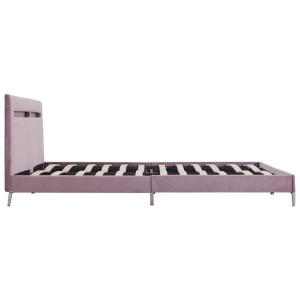 Cadru de pat cu LED-uri, roz, 180 x 200 cm, material textil - Img 8