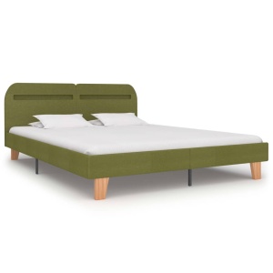 Cadru de pat cu LED-uri, verde, 160 x 200 cm, material textil - Img 2