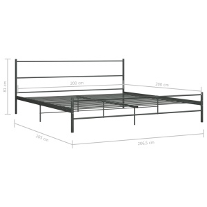 Cadru de pat, gri, 200 x 200 cm, metal - Img 6