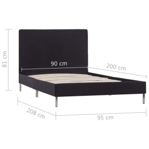 Cadru de pat, negru, 90 x 200 cm, material textil - Img 6