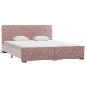 Cadru de pat, roz, 160 x 200 cm, material textil
