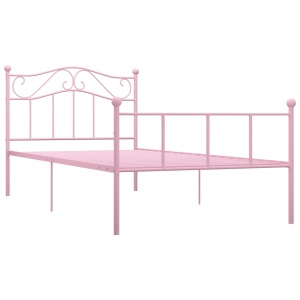 Cadru de pat, roz, 90 x 200 cm, metal - Img 2