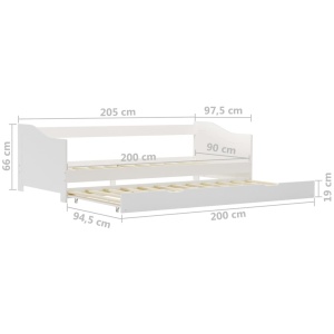 Cadru pat canapea, extensibil, alb, 90 x 200 cm, lemn de pin - Img 7