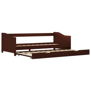 Cadru pat canapea, extensibil, maro, 90 x 200 cm, lemn de pin - Img 2