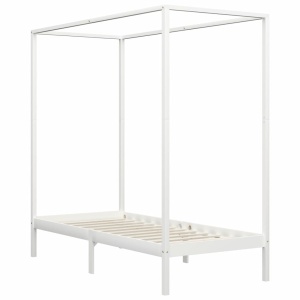 Cadru pat cu baldachin, alb, 90x200 cm, lemn masiv pin - Img 2
