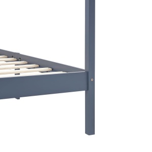 Cadru pat cu baldachin, gri, 90x200 cm, lemn masiv de pin - Img 5