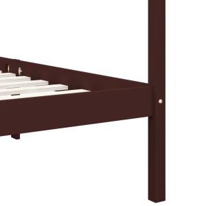 Cadru pat cu baldachin maro inchis 100x200 cm lemn masiv pin - Img 5