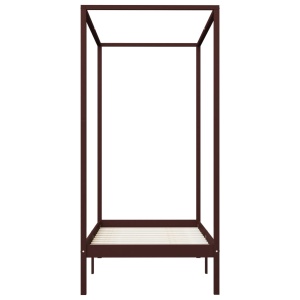 Cadru pat cu baldachin, maro inchis, 90x200cm, lemn masiv pin - Img 4