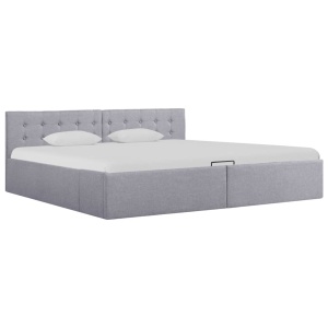 Cadru pat hidraulic cu ladă, gri deschis, 180x200 cm, textil