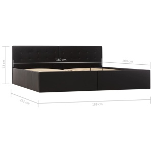 Cadru pat hidraulic cu ladă, negru, 180x200 cm, piele ecologică - Img 9