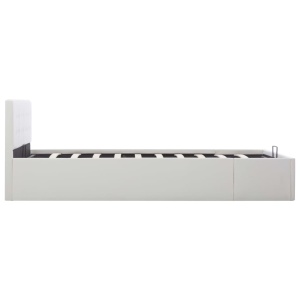 Cadru pat hidraulic, depozitare, alb, 140 x 200 cm, piele eco - Img 4