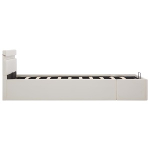 Cadru pat hidraulic ladă cu LED alb 140x200 cm piele ecologică - Img 5