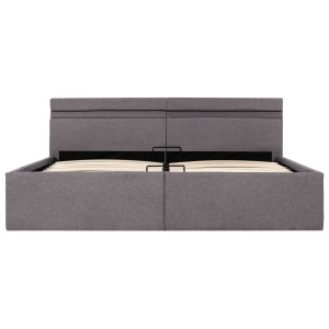 Cadru pat hidraulic ladă și LED, gri taupe, 180x200 cm, textil - Img 3