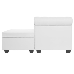 Canapea Chesterfield in formă de L Piele artificială Alb - Img 3