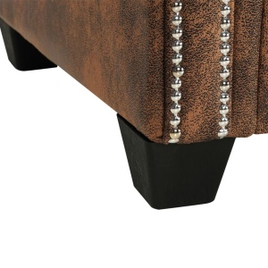 Canapea Chesterfield in formă de L, velur artificial, maro - Img 5