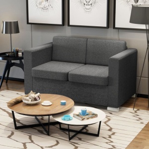 Canapea cu 2 locuri, gri inchis, material textil