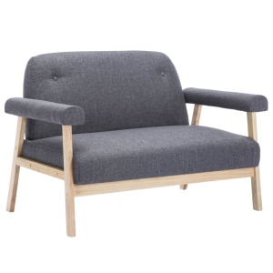 Canapea cu 2 locuri, material textil, gri inchis - Img 2