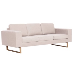 Canapea cu 3 locuri, crem, material textil - Img 2