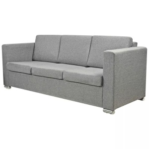 Canapea cu 3 locuri, gri deschis, material textil - Img 2