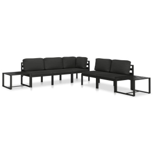 Canapea de 1 persoană cu perne, antracit, aluminiu - Img 11