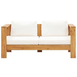 Canapea de grădină cu pernă, alb crem, 140 cm, lemn de acacia - Img 2