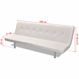 Canapea extensibilă 2 perne, piele artificială, reglabil, crem - Img 7
