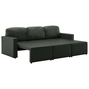 Canapea extensibilă modulară, 3 locuri, gri, piele ecologică - Img 4