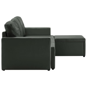 Canapea extensibilă modulară, 3 locuri, gri, piele ecologică - Img 6