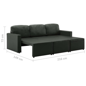 Canapea extensibilă modulară, 3 locuri, gri, piele ecologică - Img 10