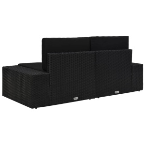 Canapea modulară cu 2 locuri, negru, poliratan - Img 4