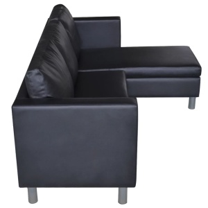 Canapea modulară cu 3 locuri, piele artificială, negru - Img 5