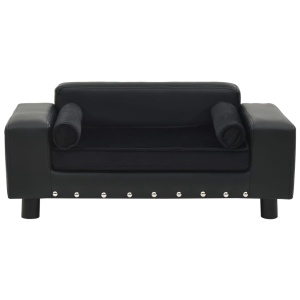 Canapea pentru câini, negru, 81x43x31cm, pluș & piele ecologică - Img 4