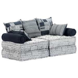 Canapea puf modulară cu 2 locuri, gri deschis, material textil
