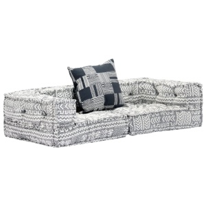 Canapea puf modulară cu 2 locuri, gri deschis, material textil - Img 10
